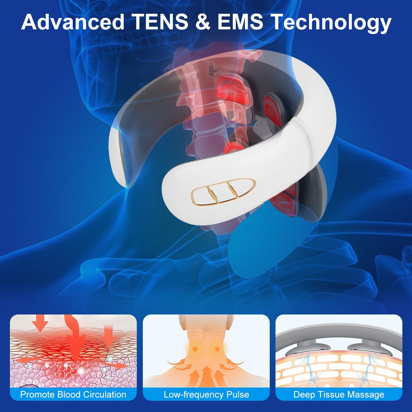 1 Set EMS Neck Massager With Heat For Mother's Day Gift Cordless Cervical Neck Massager EMS Neck Massager With 6 Modes 15 Intensity Levels Remote Control