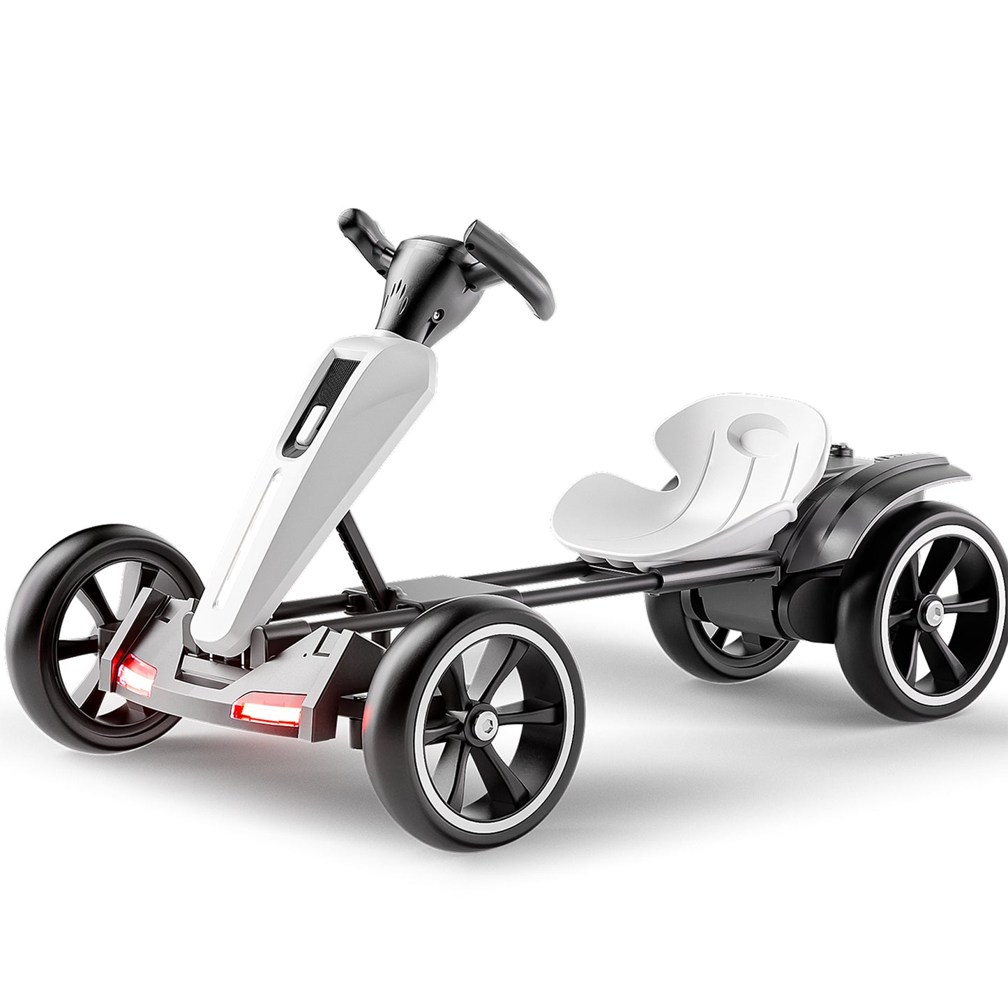 12V Electric Kids Pedal Go Kart, Folder Go Kart, Outdoor Ride On Toy With Adjustable Seat, 4 Non-Slip EVA Wheels For Boys And Girls For Age 3-6 Years Old, White