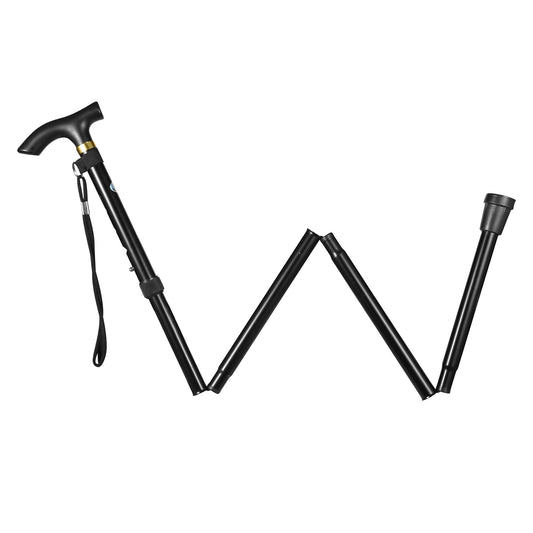 1Pc  Walking Cane Aluminum Alloy Walking Stick Adjustable Folding Travel Hiking Stick Antislip