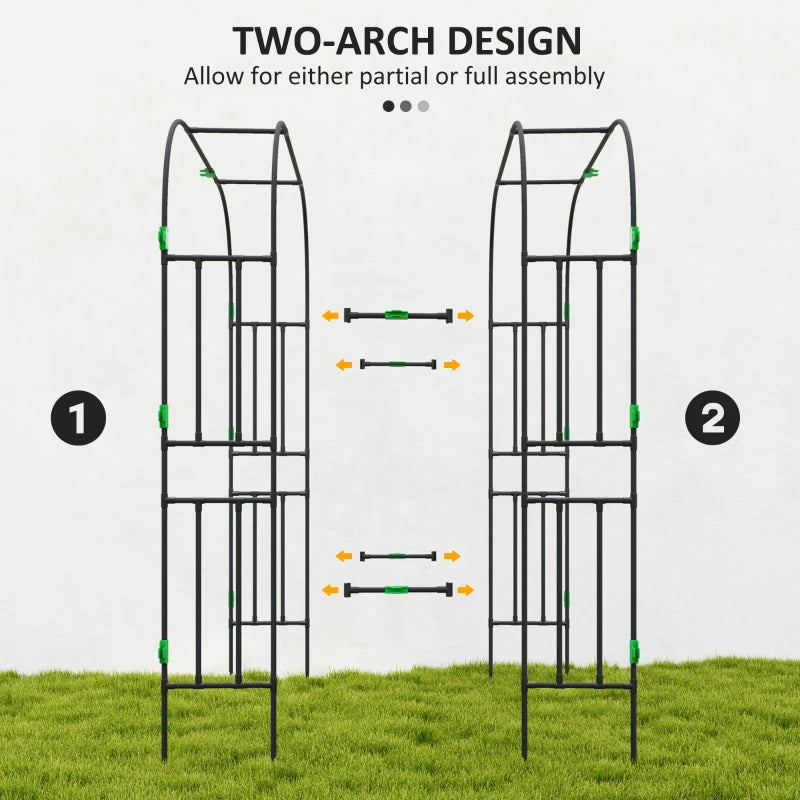 Garden Arch Trellis, 8 FT Tall Metal Plant Trellis Support With Climbing Net, Cucumber Trellis For Climbing Plants