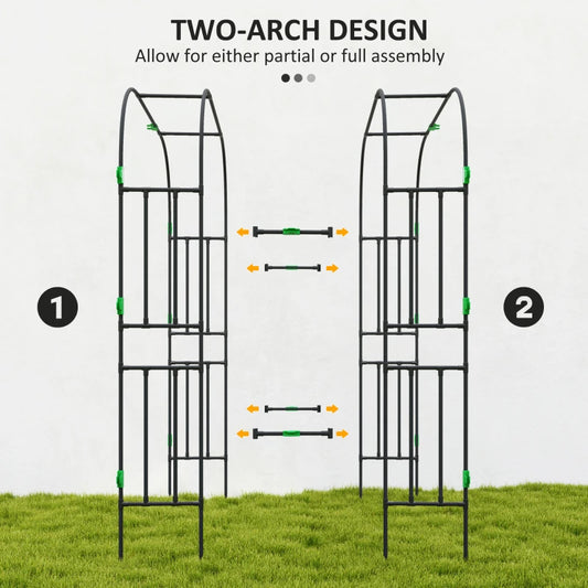 Garden Arch Trellis, 8 FT Tall Metal Plant Trellis Support With Climbing Net, Cucumber Trellis For Climbing Plants