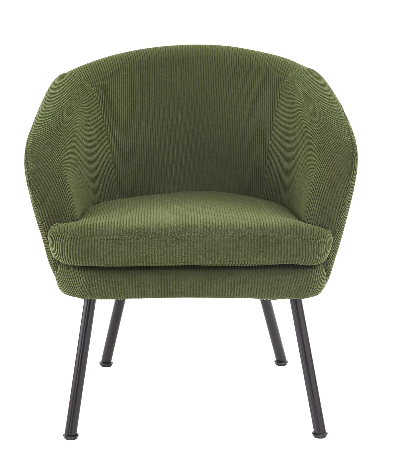 Corduroy Accent Chair With Black Metal Legs, Modern Upholstered Armchair, Comfy Barrel Chair For Living Room Bedroom