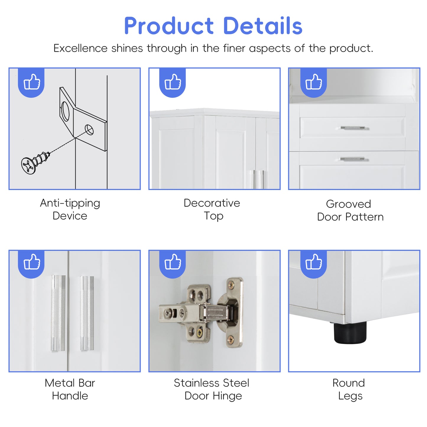 Tall Bathroom Cabinet With Laundry Basket, Large Storage Space Tilt-Out Laundry Hamper And Upper Storage Cabinet, White