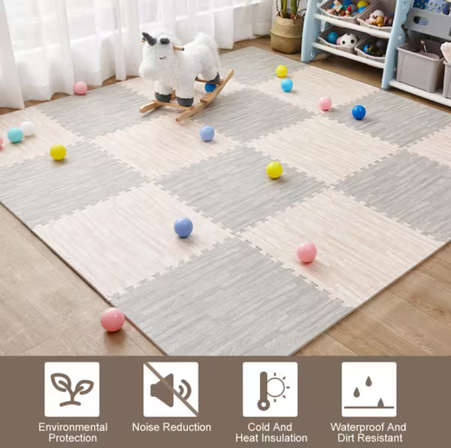 Puzzle Mat Wood, 8 Pack