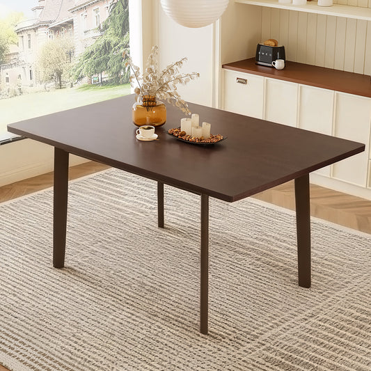 60  Rustic Farmhouse Dining Table - Solid Wood Frame, Minimalist Modern Dining Table For Kitchen, Dining Room, Living Room, Walnut