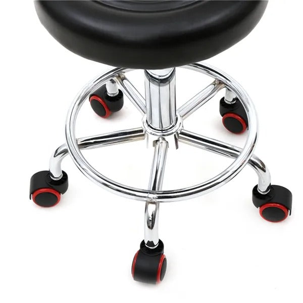 Round Shape Adjustable Salon Stool With Back And Line Black XH