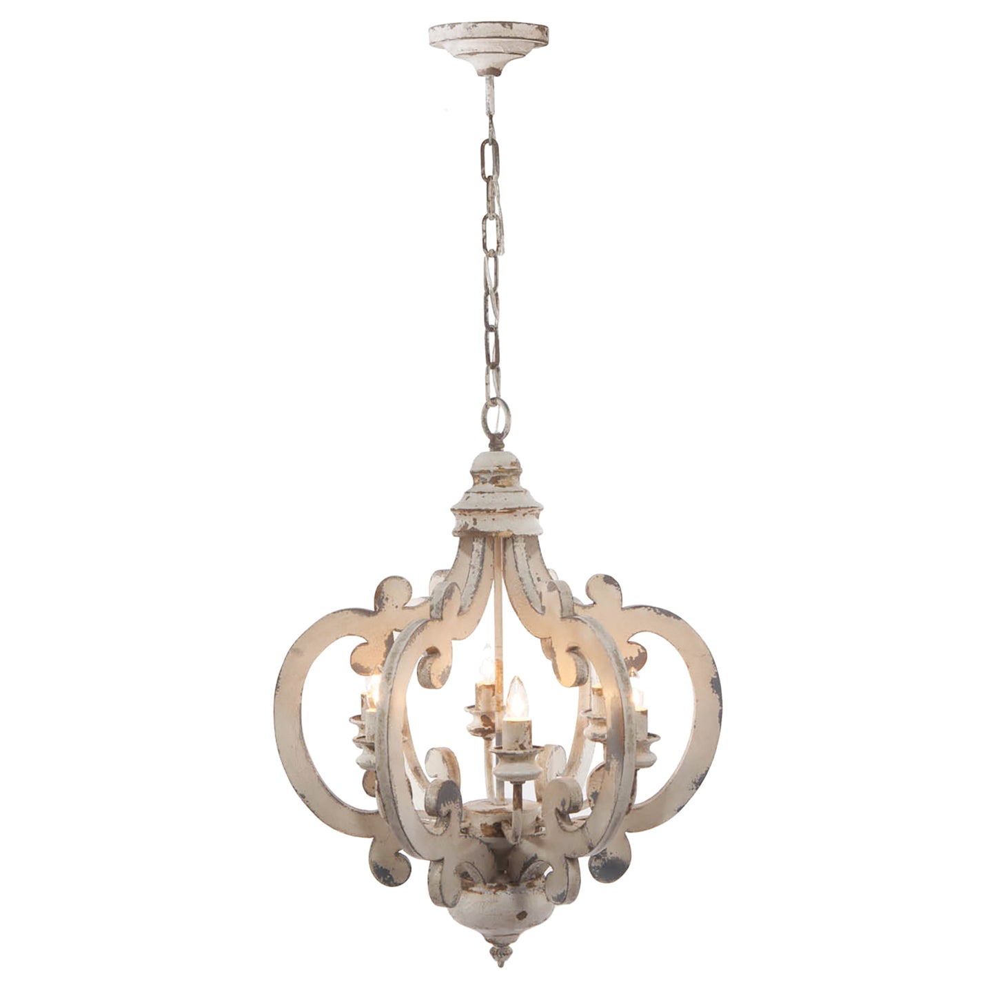 French Country Wood Chandelier  6- Light Farmhouse Pendant Light Fixture With Adjustable Chain For Kitchen Foyer Hallway Entryway  Bulb Not Included