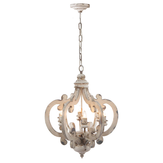 French Country Wood Chandelier  6- Light Farmhouse Pendant Light Fixture With Adjustable Chain For Kitchen Foyer Hallway Entryway  Bulb Not Included
