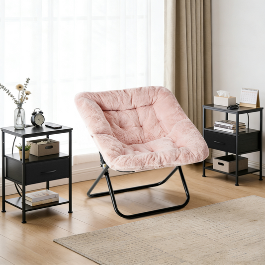 Bedside Table, With Built-in USB- C-type Port Sockets And Adjustable Drawers, 3-layer Storage Rack, And Fabric Drawers