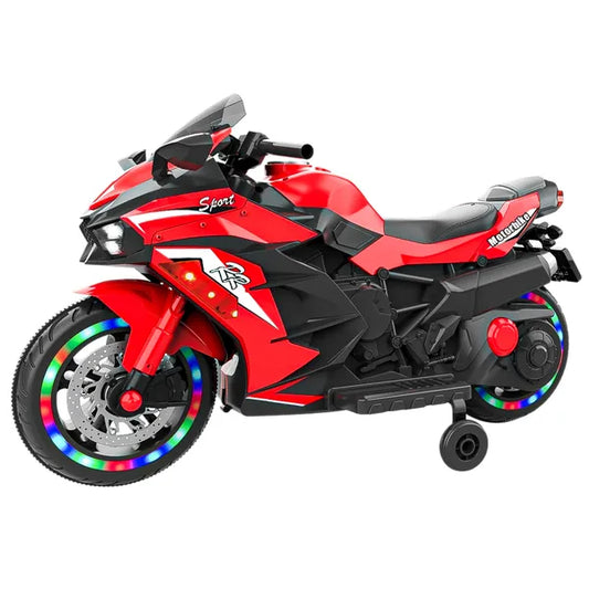 Kids Powered Ride-ons Toy, Kids Motorcycle For 3-6Years, 12V Electric Ride On Motorcycle With Light Wheel & Bluetooth Music-Red