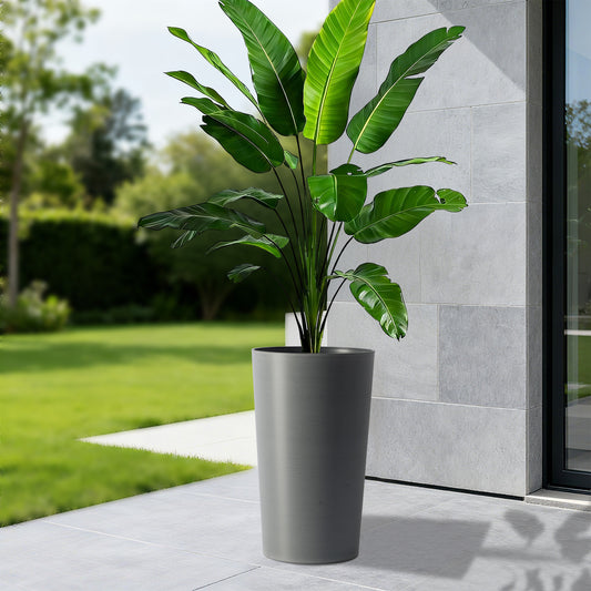 2 Pack Tall 21.7 In Planters For Outdoor Plants Modern Tall Square Planter Box Indoor Outdoor Porch Patio Flower Pot Modern Big Tapered Matte Tree Flower Pot For Garden,  Grey