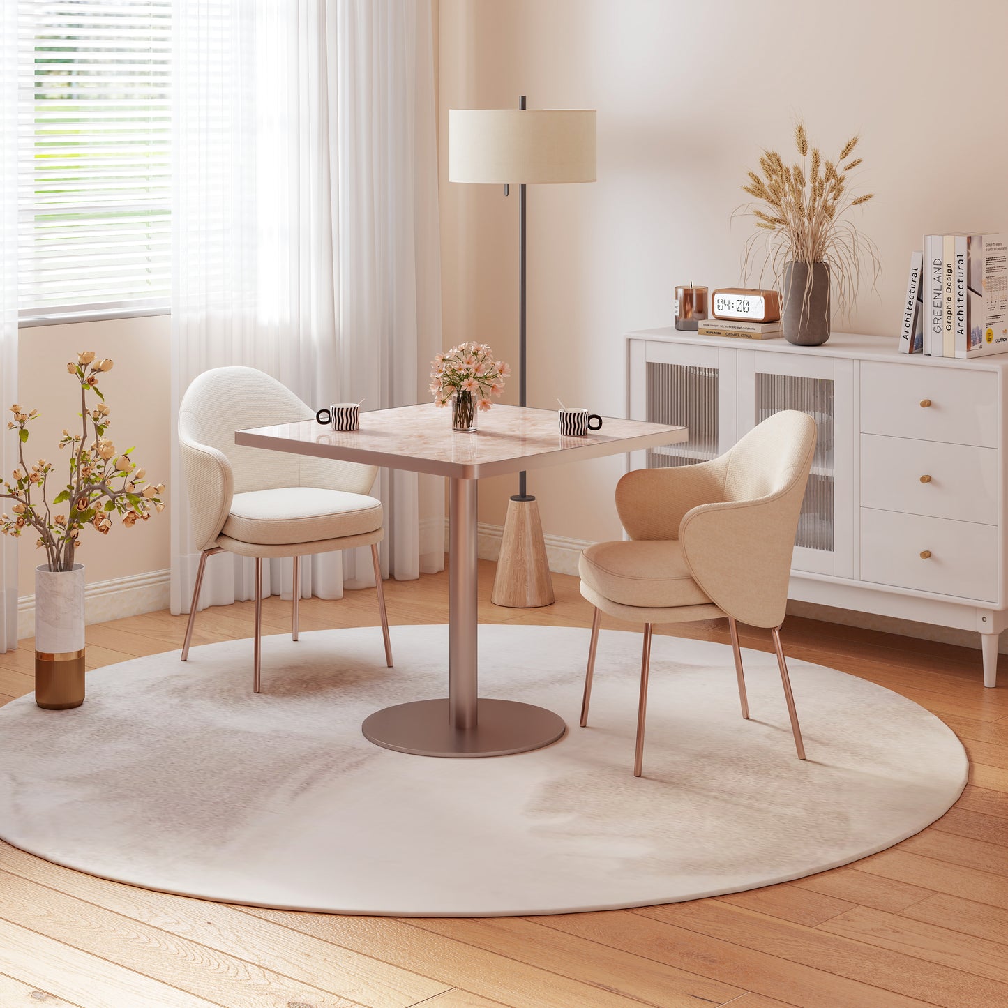 Squard Modern Dinning Table 31.5 Inches Bistro Table Tulip Table With Faux Marble Top,Easy Assemble,Sturdy Metal Frame Diameter
