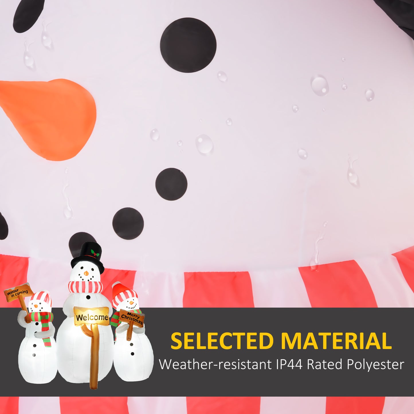 6.1' Inflatable Three Snowmen With Sign Each, Blow-Up Outdoor Christmas Display W/ LED Lights For Party