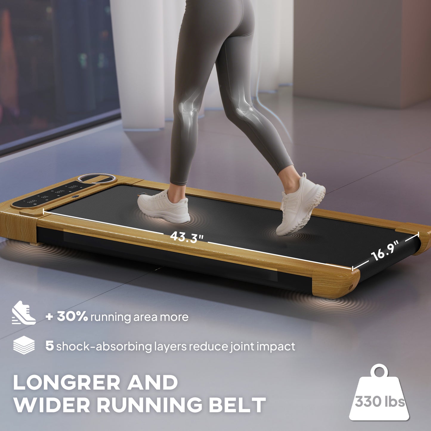 Walking Pad, Under Desk Treadmill With 17 X 43 Wide Belt, Remote Control, Bluetooth Speaker, Wheels And LED Display