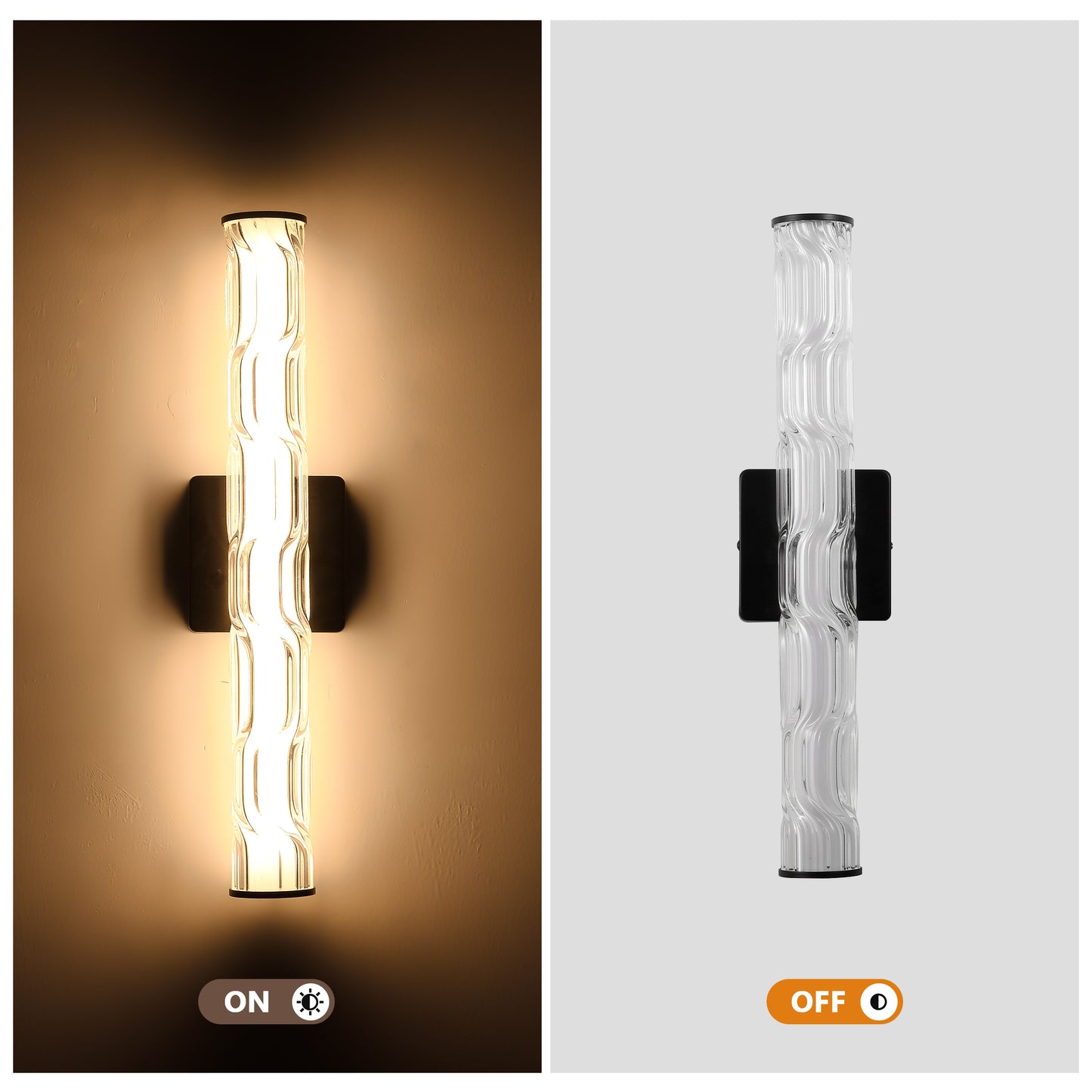 19.7in Black Bathroom Wall Sconce Set Of 2, Modern Single Sconce Wall Lighting, Upgrated K9 Crystal Bronze Wall Light, Bedroom Vanity Sconce, Wall Lamp For Living Room, Stairway, Hallway