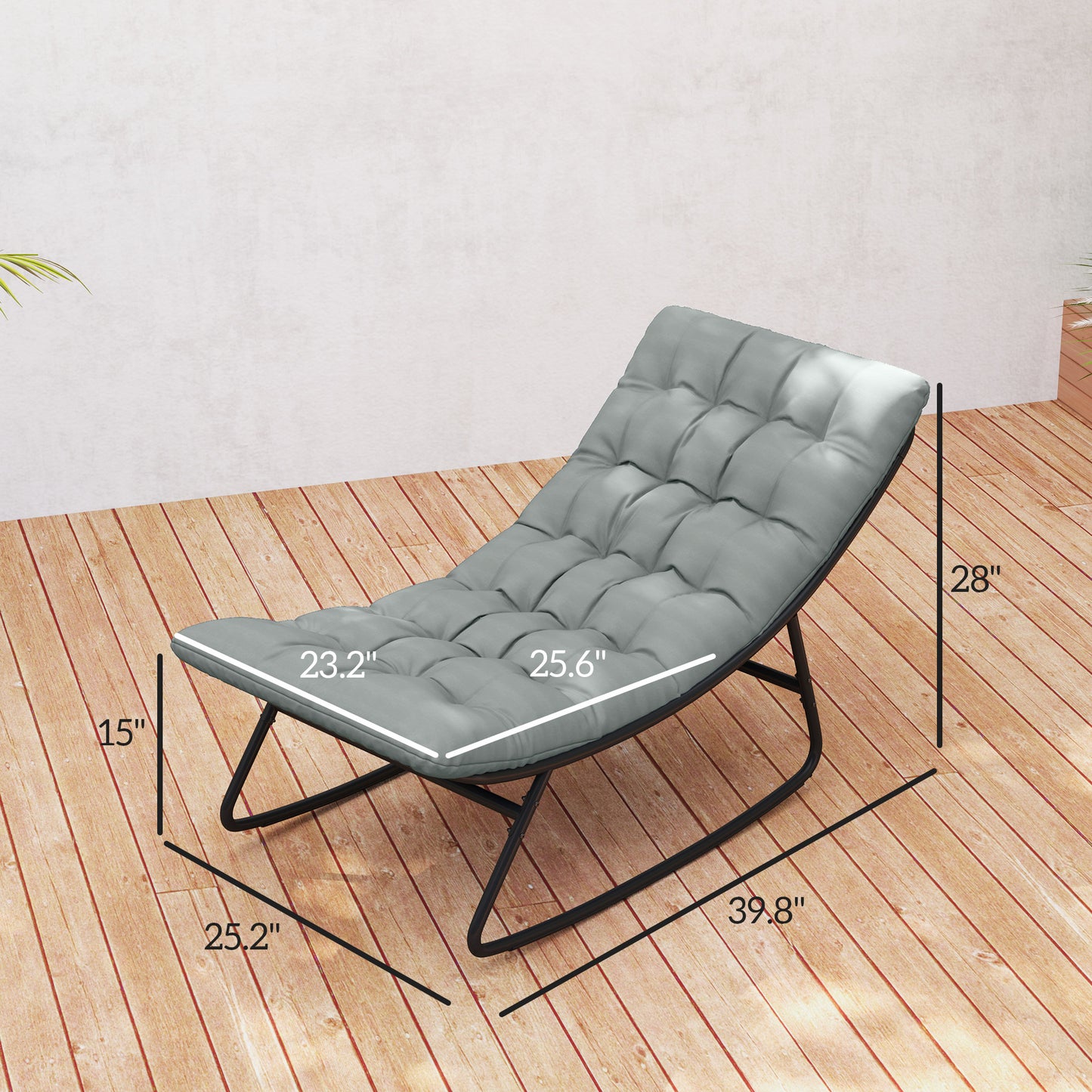 2 Pieces Outdoor Patio Rocking Chairs, Rocking Porch Chairs With Mesh Deep Seats For Indoor, Porch, Balcony, Dark Gray