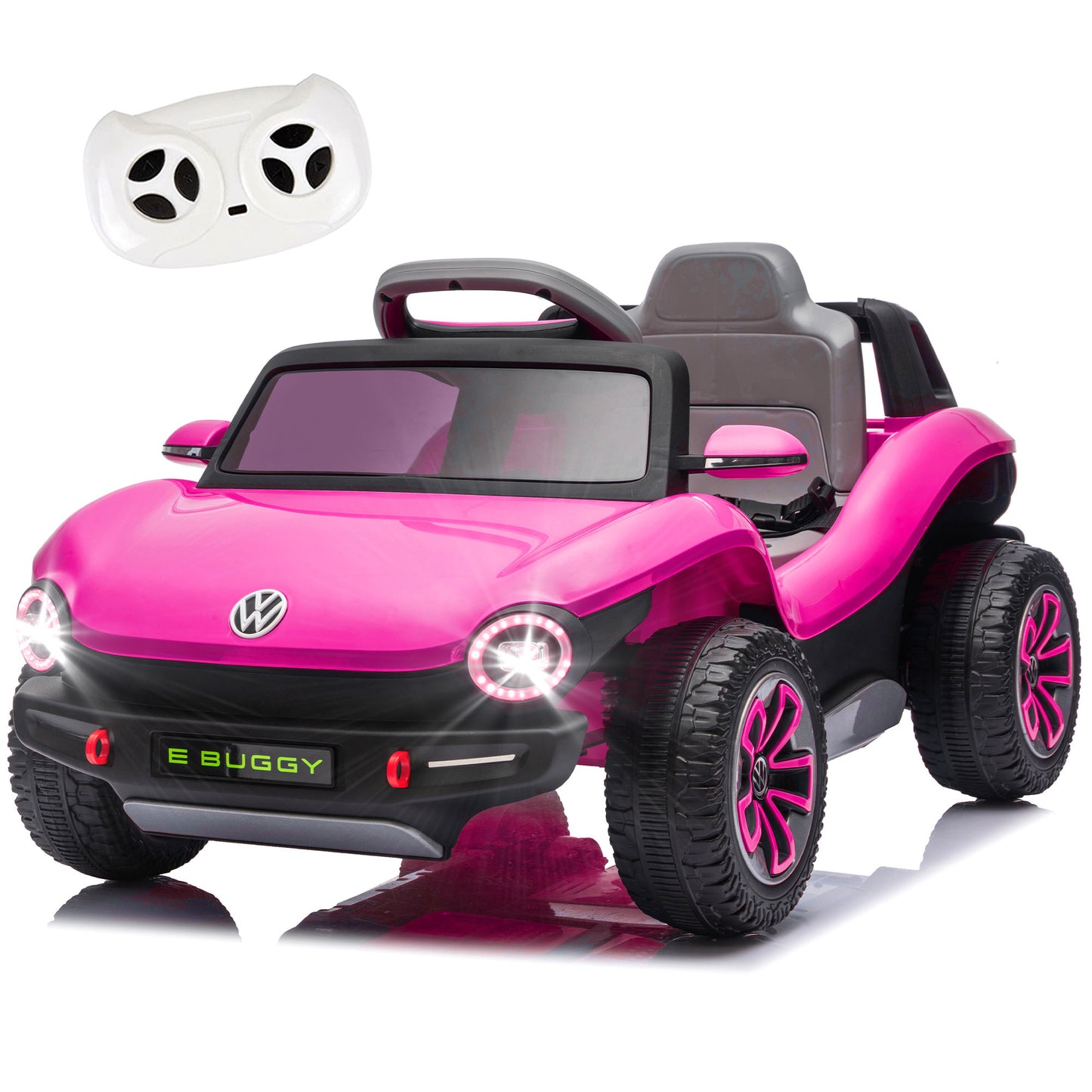 12V Licensed Beetle Kids Ride On Electric Car W 2.4G PC,Cute&Curvy Body,2WD,4-Wheel Suspension,Rear Cargo Storage,Bright Front Headlights,Bluetooth,USB,Music,Speeds 1.5-2.5MPH For Kids 3-5