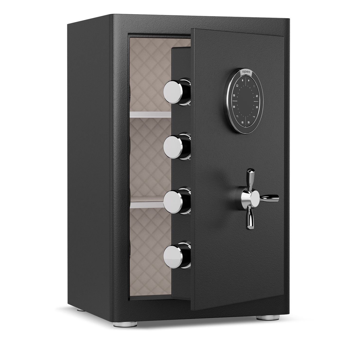 2.0 Cu Ft Home Security Safe, Heavy Duty Steel Safe With Digital Keypad, 2 Removable Shelves & 3 Unlocking Methods, Safe Box For Home Office Hotel