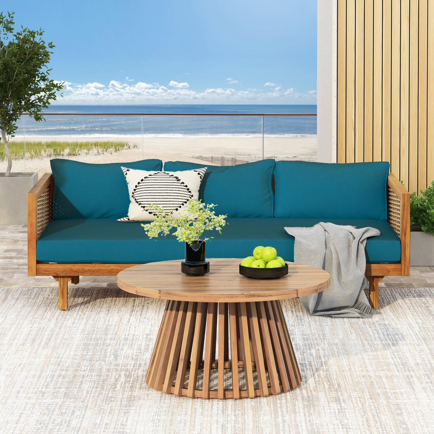 PATIO FURNITRE SETS  CLAREMONT 3 SEATER DAYBED   ACACIA WOOD TABLE