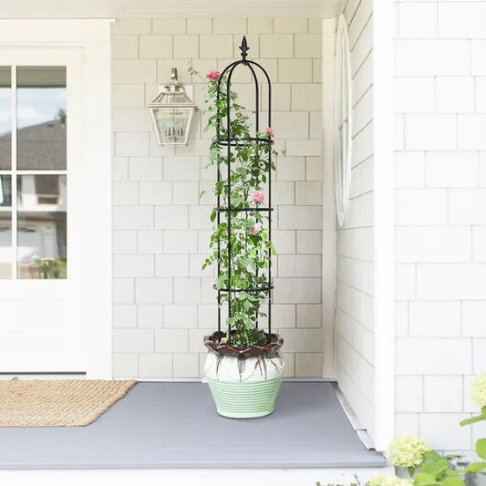 6.2ft Garden Obelisk Trellis Lightweight Rustproof Plastic Coated Metal Tall Tower Trellis Stand