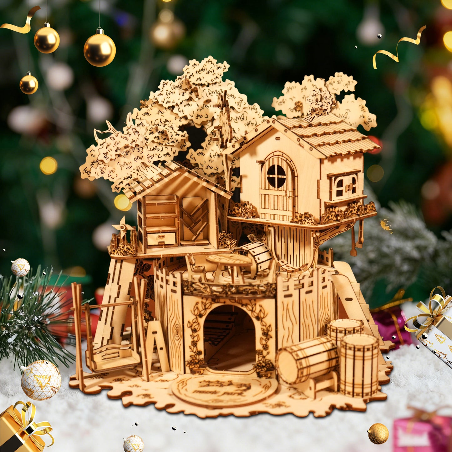 Sales Are Prohibited On The TEMU And SHEIN - 3D Wooden PuzzleTree House Handmade Crafts Assembly Model Kits  Creative Decoration Birthday And Christmas Gifts