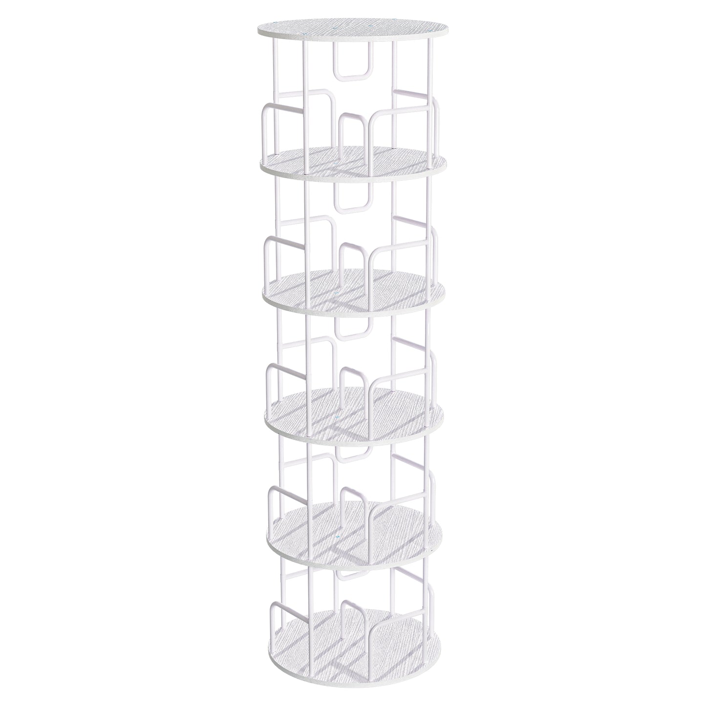 Rotating Bookshelf Tower 5 Tier Spinning Bookcase  Revolving 360 Book Shelf Narrow Tall Bookcase  Vertical Turning Round Storage Bookshelf  Book Shelf Organizer For Bedroom  Living Room  White
