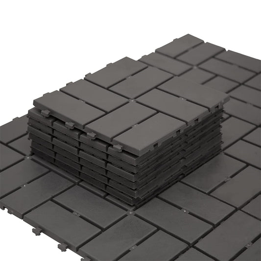 Patio Interlocking Deck Tiles, 12 X12  Square Composite Decking Tiles, Four Slat Plastic Outdoor Flooring Tile All Weather For Balcony Porch Backyard,  Gray, Pack Of 36