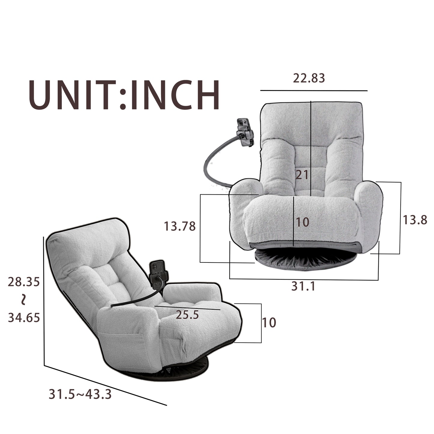 Adjustable Head And Waist, Game Chair, Lounge Chair In The Living Room, 360 Degree Rotatable Sofa Chair,Rotatable Seat Leisure Chair Deck Chair