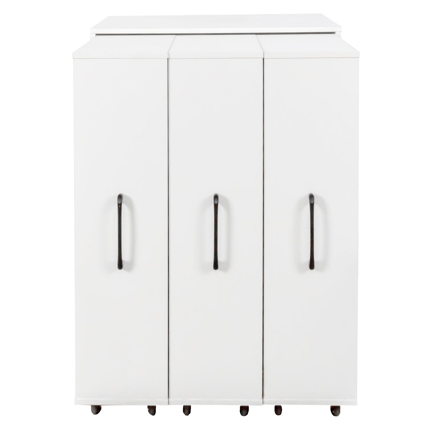 Bookcase With Three Pulled Out Doors Shelving Cabinet,3 Tier Floor Standing Bookcase,Slide Out Storage Bookcase File Cabinet,Office Bedroom Living Room Hidden Storage Cabinet With Wheels