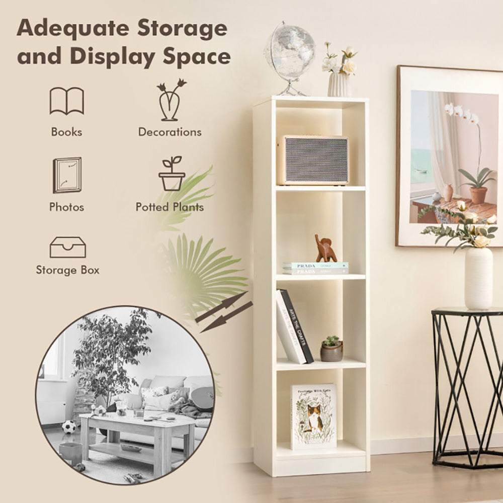 5 Tiers 4 Cube Narrow Bookshelf With 4 Anti-Tipping Kits For Living Room, Study Room, Bedroom