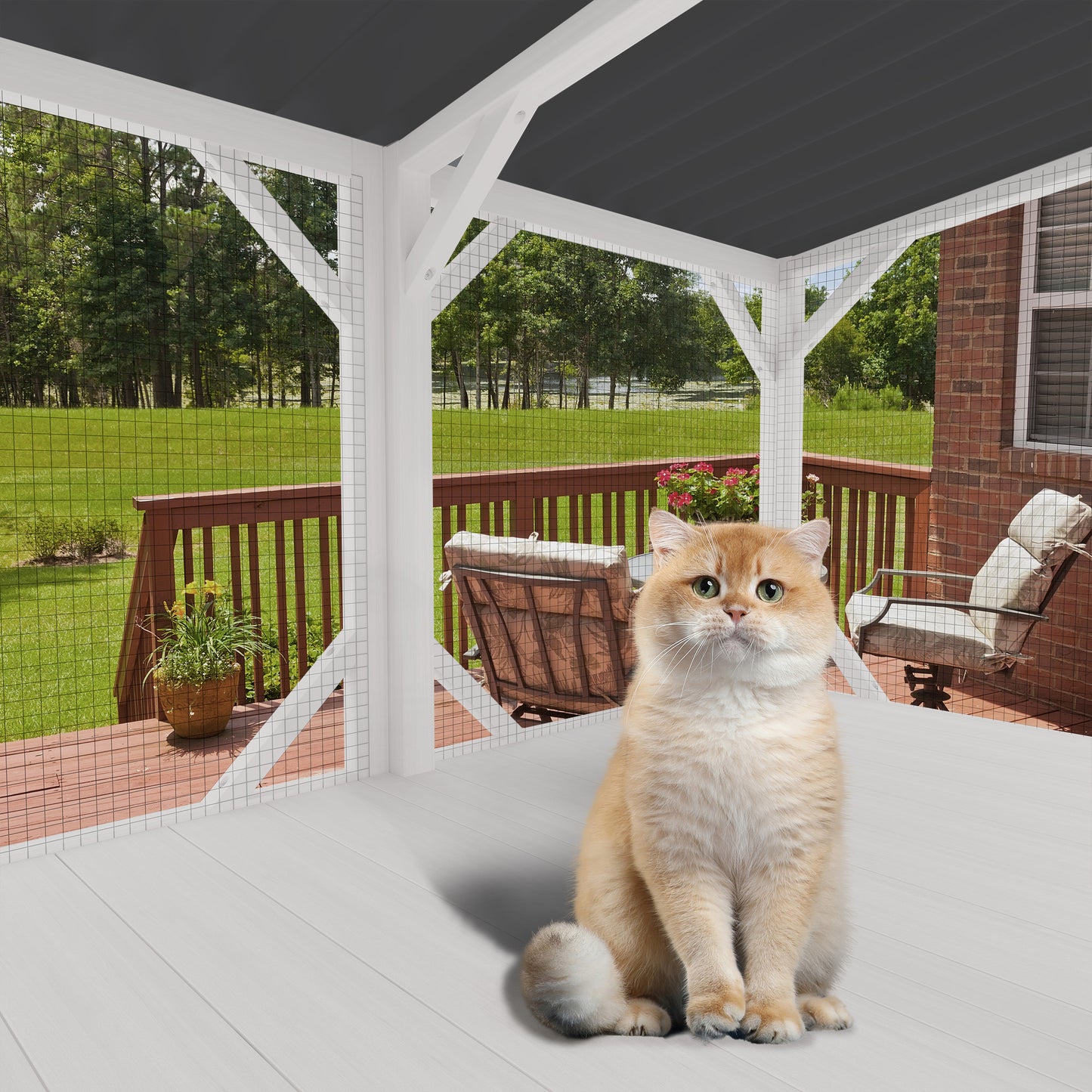 Cat Window Box, 43.3  Catio Outdoor Cat Enclosure For Sunbathing, Napping & Viewing, Window Perch For Large Indoor Cats - All Weather Use, Cat Cage