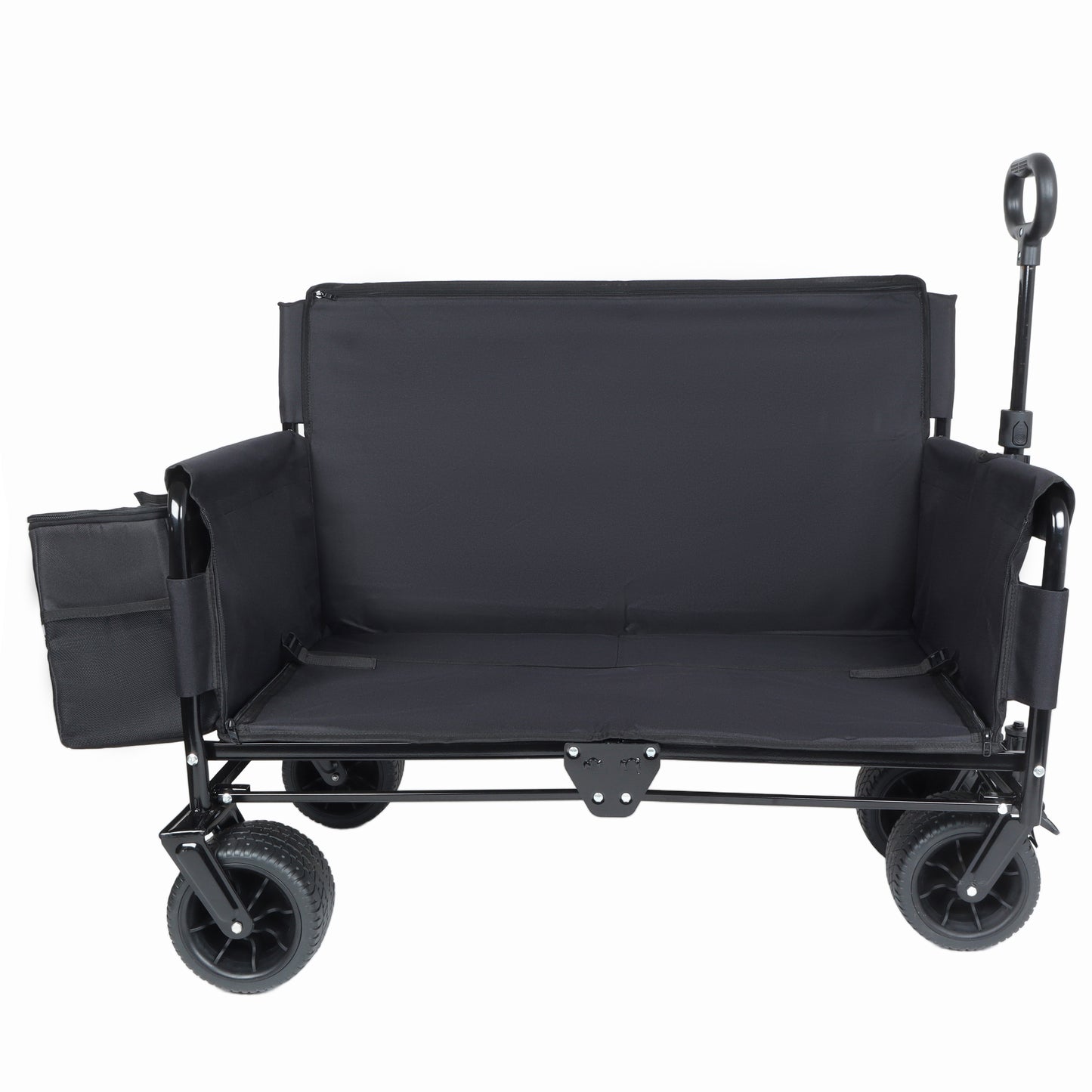 3- In- 1 Convertible Folding Wagon Cart With Bench Seat & Storage -  Includes 1 Ice Pack  500lbs Heavy- Duty Utility Wagon  180L Capacity All- Terrain Wheels For Camping  Beach  Sports  Garden  Black