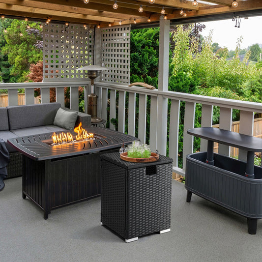 Gas Cylinder Storage - Black Four-strand Rattan - 40X40X57cm - Rattan Edge Table