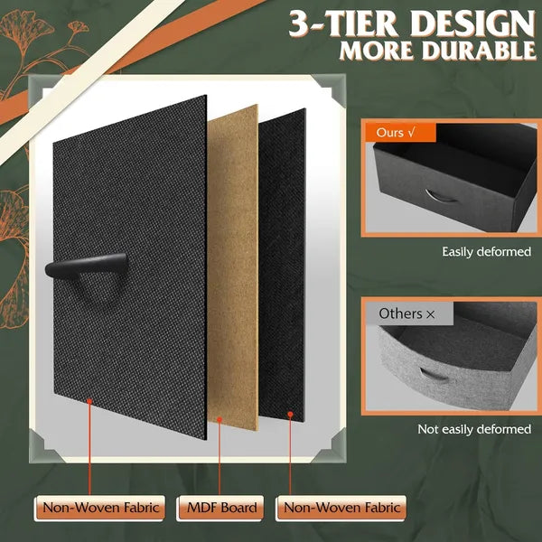 Tall Dresser For Bedroom With 12 Drawers, Dressers & Chests Of Drawers, Fabric Dresser For Closet, Living Room, Storage Dressers With Storage Drawers, Steel Frame, Wood Top