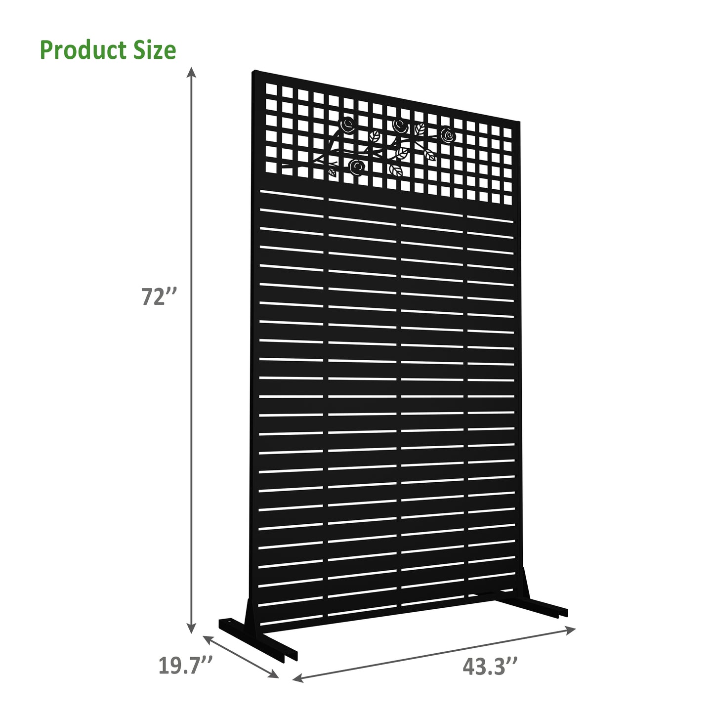 Metal Privacy Screens 72H X 43.3W Outdoor And Indoor Divider With Freestanding Decorative Privacy Screen For Balcony, Patio, Garden & Room Decor, Rose Black