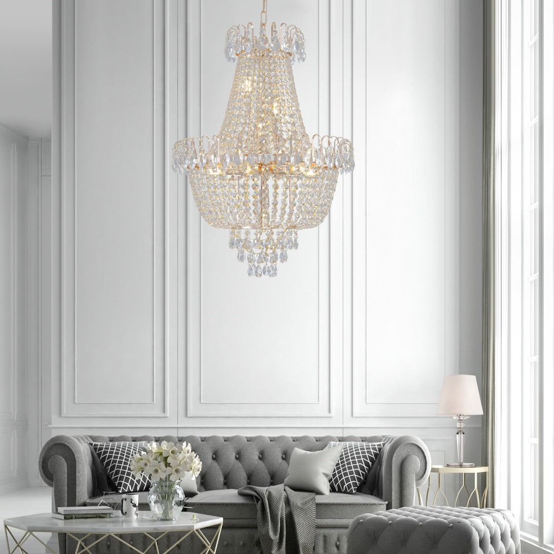 Same As W1340P143189  Gold Crystal Chandeliers,Large Contemporary Luxury Ceiling Lighting For Living Room Dining Room Bedroom Hallway   Without Bulb