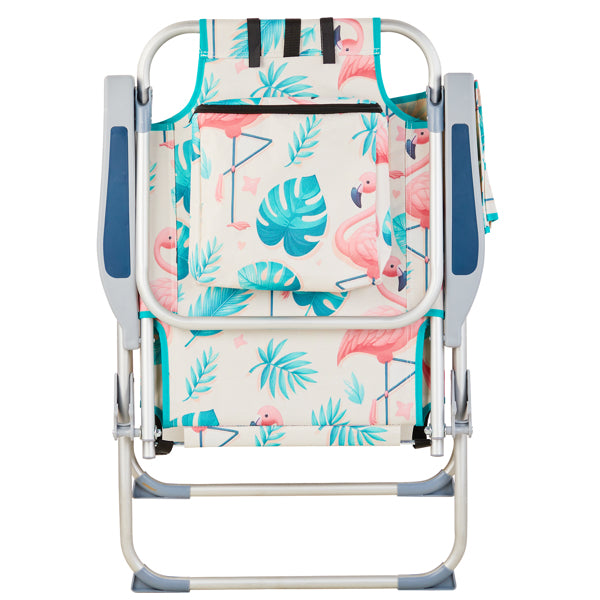 63x70x99cm Heightened Oxford Cloth Silver White Aluminum Tube Bearing Beach Chair Flamingo