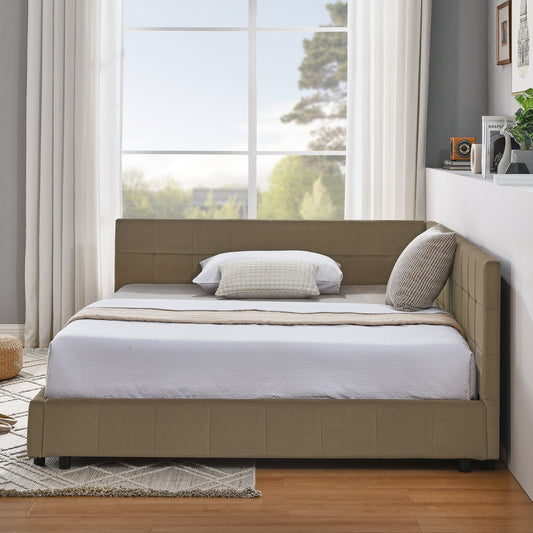 Full Size Upholstered Tufted  Bed Frame, Sofa Bed Frame With Comfortable Backrest And Armrests, Full Size Bed For Bedroom, Living Room,Velvet, BROWN80.5 X59 X30.5