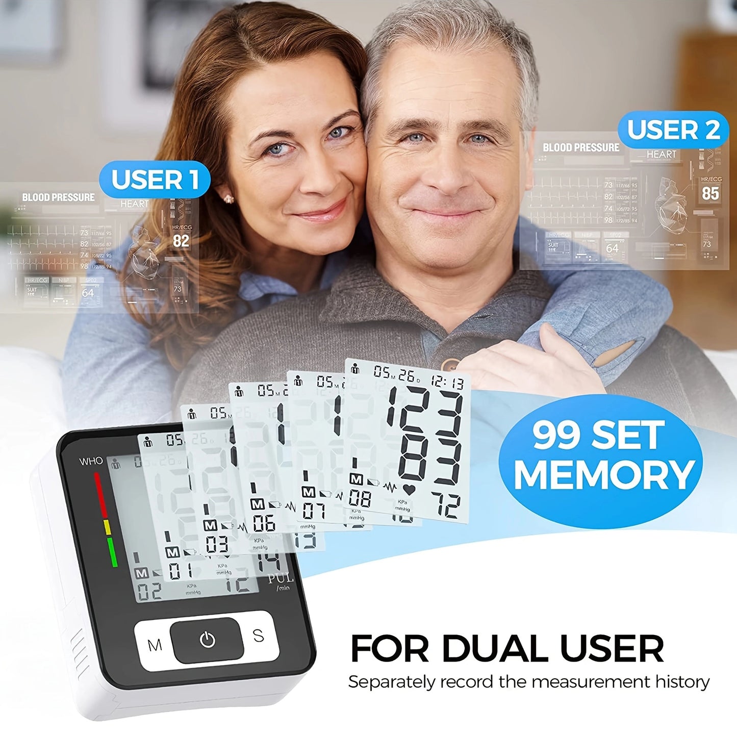 Wrist Blood Pressure Machine With Adjustable Wrist Cuff & 90 Reading Memory For Home & Clinical & H