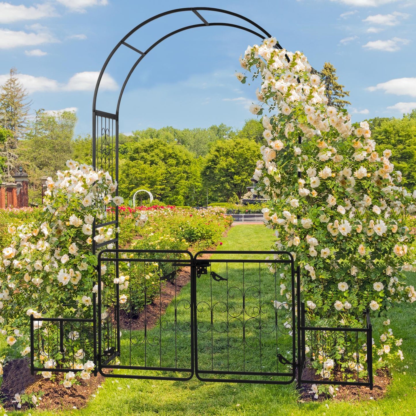 Garden Arbor Arch With Gate And Planter Box, Wedding Arch Archway For Ceremony Party, Trellis For Plant Climbing, Christmas Decorations Pergola For Backyard, Lawn, Patio, Yard