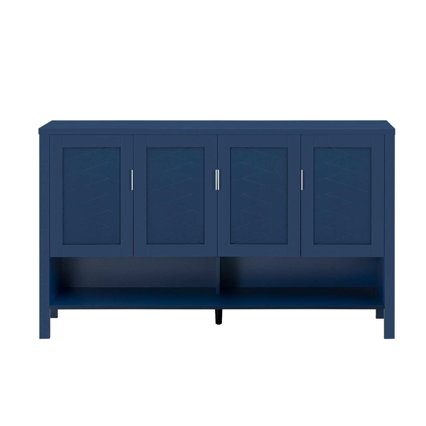 U-STYLE 55.1 Storage Sideboard With 4- Doors Multi Functional Buffet With Open Shelf And 2- Tiers Adjustable Shelves Modern Cabinet With Double Hooks Suitable For Living Room  Hallway  Dining Office.