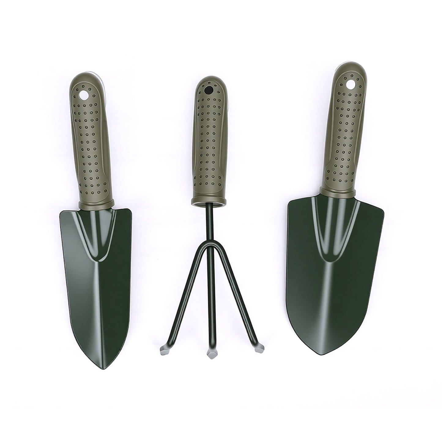 Garden Tool Set Ergonomic Handle Wide And Narrow Shovel 3 Prong Rake With Storage Bag For Gardening