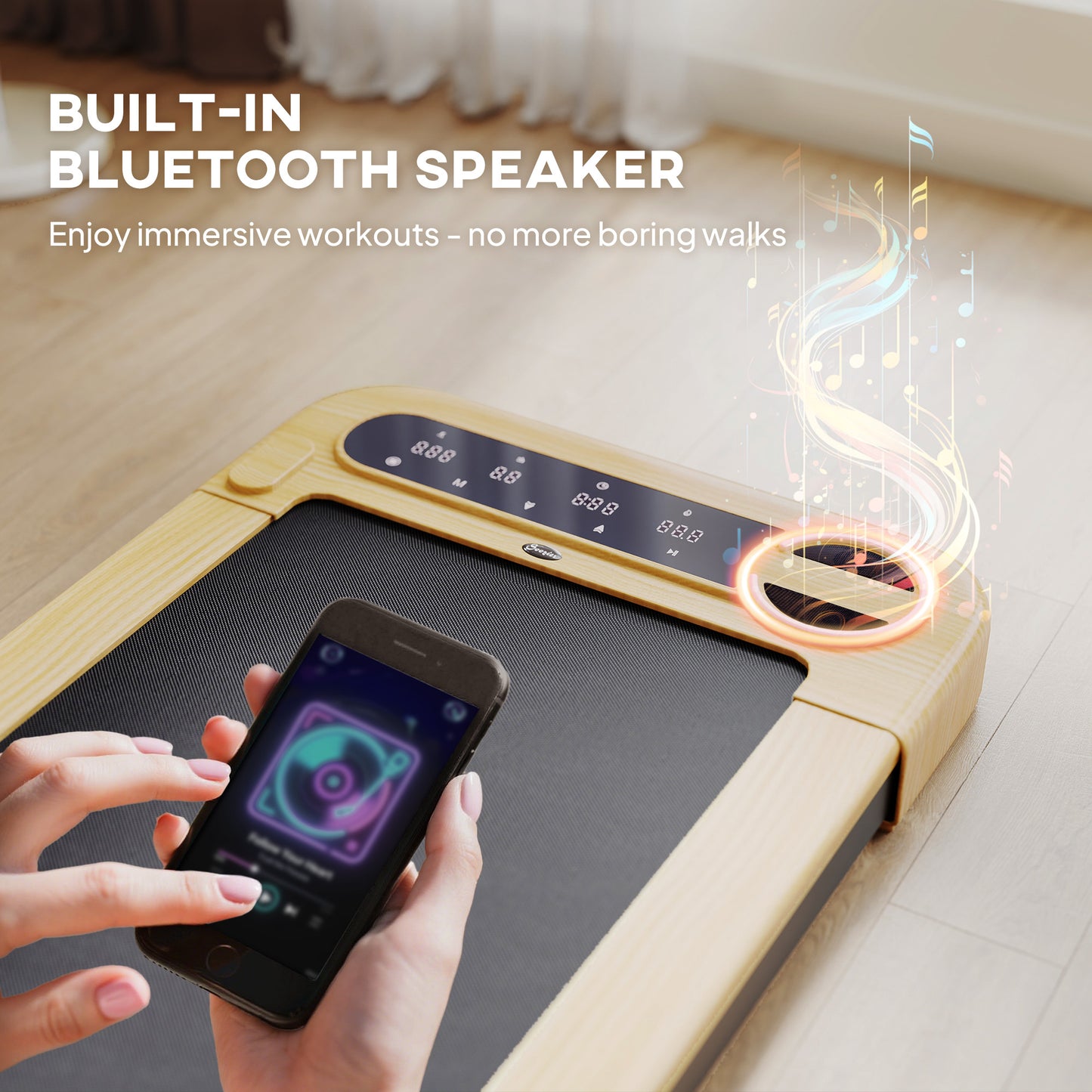 Walking Pad, Under Desk Treadmill With 17 X 43 Wide Belt, Remote Control, Bluetooth Speaker, Wheels And LED Display