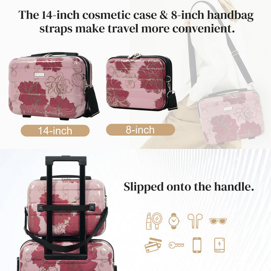 Luggage Sets New Model PC 5pcs, Hardside Lightweight Durable 20 24 28 Suitcases  With 8 14 Cases, Suitcase With Lock Spinner Wheels