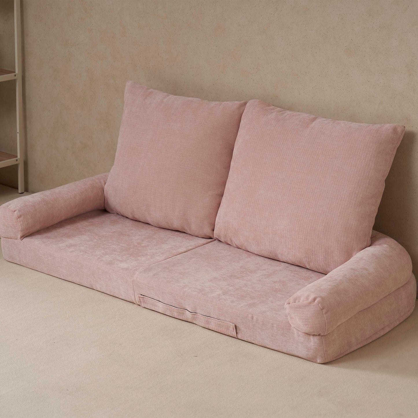 Convertible Fold-Out Single Sofa Bed,Pink,the Left Part Of The Complete Product.