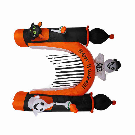 8ft Skull Ghost Inflatable Arch LED Light Indoor Outdoor Pumpkin Ghost Blow Up Archway Decoration For Home Yard Garden US Plug 100 To 120V