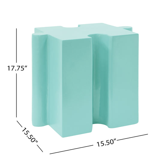 Puzzle Art Side Table, Modular Concave Edge MGO Table - Buy Singles Or Combine For Custom Layouts, Indoor & Outdoor,Light Green Color