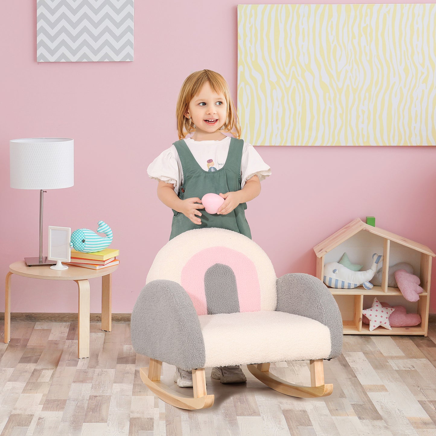 Kids Sofa, Rocking Toddler Sofa Chair, Gift For 18-36 Months, Gray