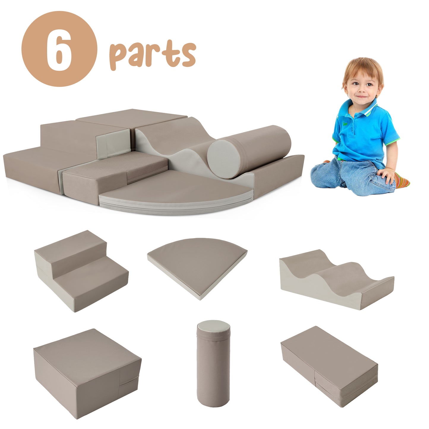 Soft Climb And Crawl Foam Playset 6 In 1, Soft Play Equipment Climb And Crawl Playground For Kids,Kids Crawling And Climbing Indoor Active Play Structure