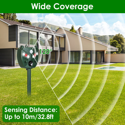 1Pc Ultrasonic Solar Animal Repeller Outdoor Mole Snake Squirrel Mouse Chaser Waterproof Bird Deer Dog Cat Deterrent With 5 Gears For Farm Garden Yard
